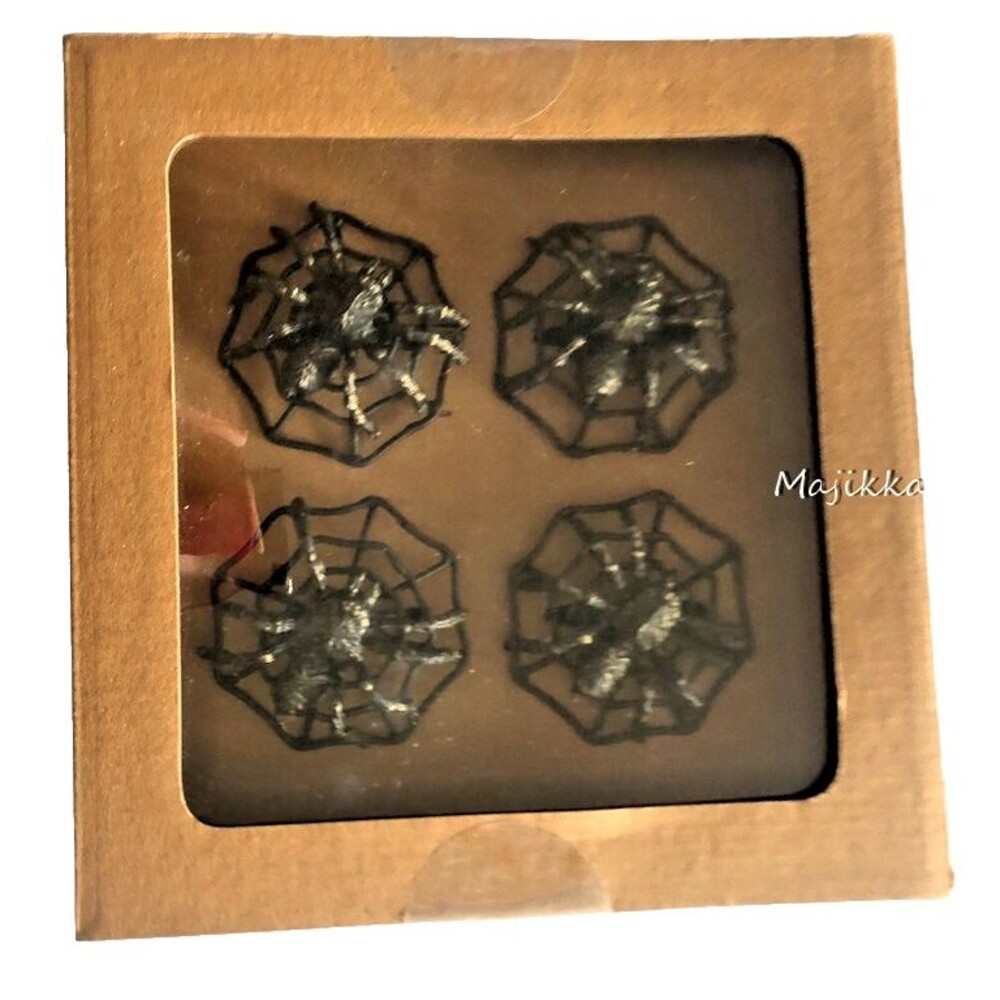 Christian Lacroix Halloween Spider Web Napkin Rings Black Gothic Metal Set of 4